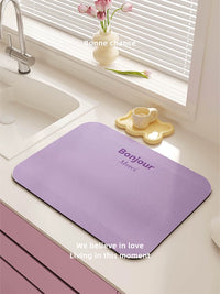 Korean Style Solid Color Soft Diatomaceous Earth Absorbent Mat for Coffee Machine Kitchen Countertop Dish Cup Drying Heat Insulation