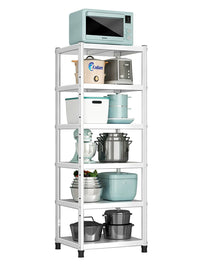 Thickened Steel Kitchen Storage Rack Multi-layer Floor Standing Microwave Oven Pot Rack for Narrow Gaps