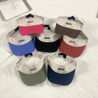 American Style Color Block Visor Hat for Men and Women, Summer Sports Running Tennis Sun Protection Cap with Ponytail Hole