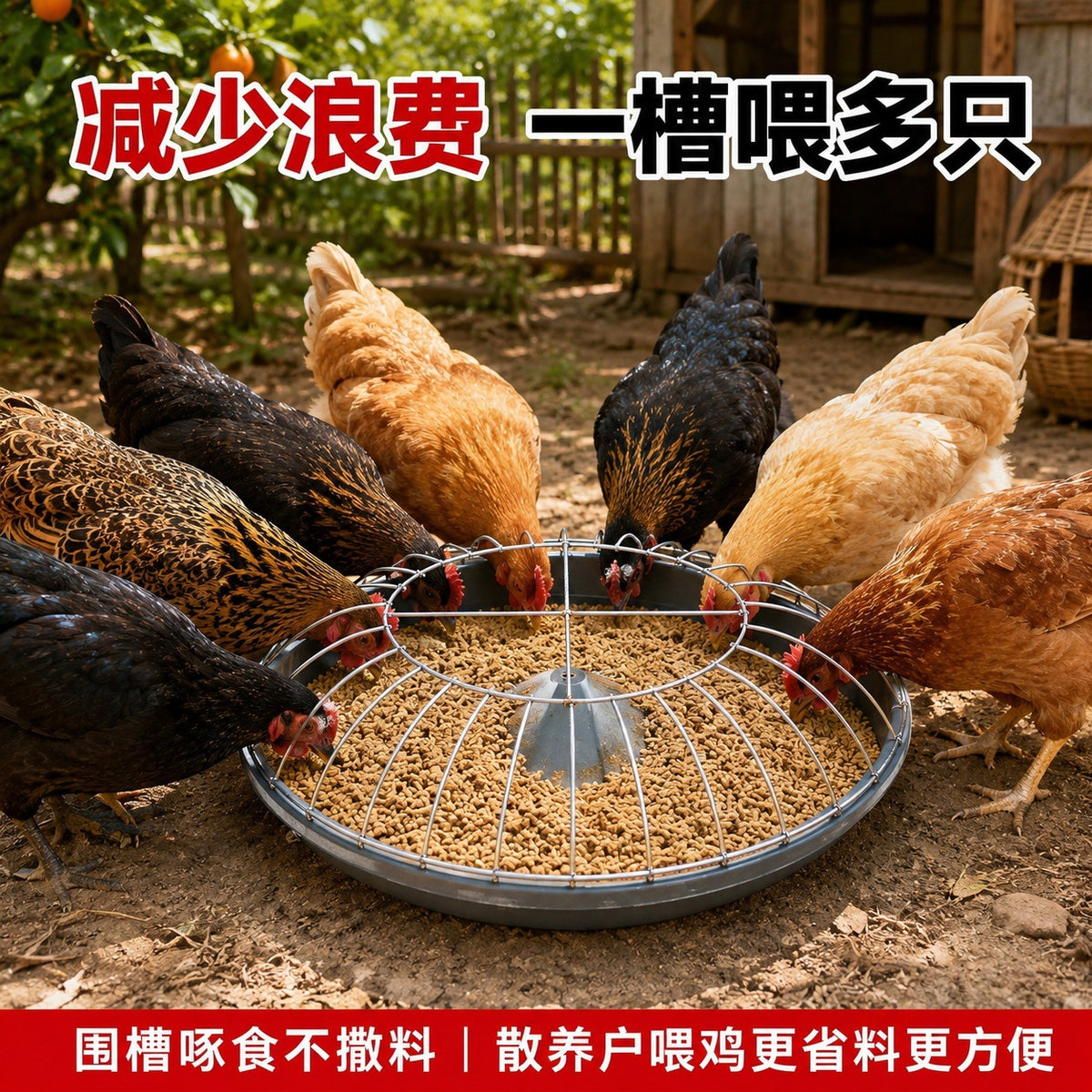 Durable Anti-Scatter Poultry Feeder Trough for Chickens Ducks Geese Outdoor Use
