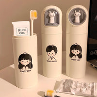 Portable Travel Mouthwash Cup Toothbrush Holder Storage Case for Couples