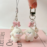 Christmas Snowflake Keychain with Bow Bear Charm for Bags and Phones