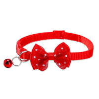 Cat and Dog Collar with Bow Tie and Bell, Adjustable Pet Neckwear with Polka Dot Design