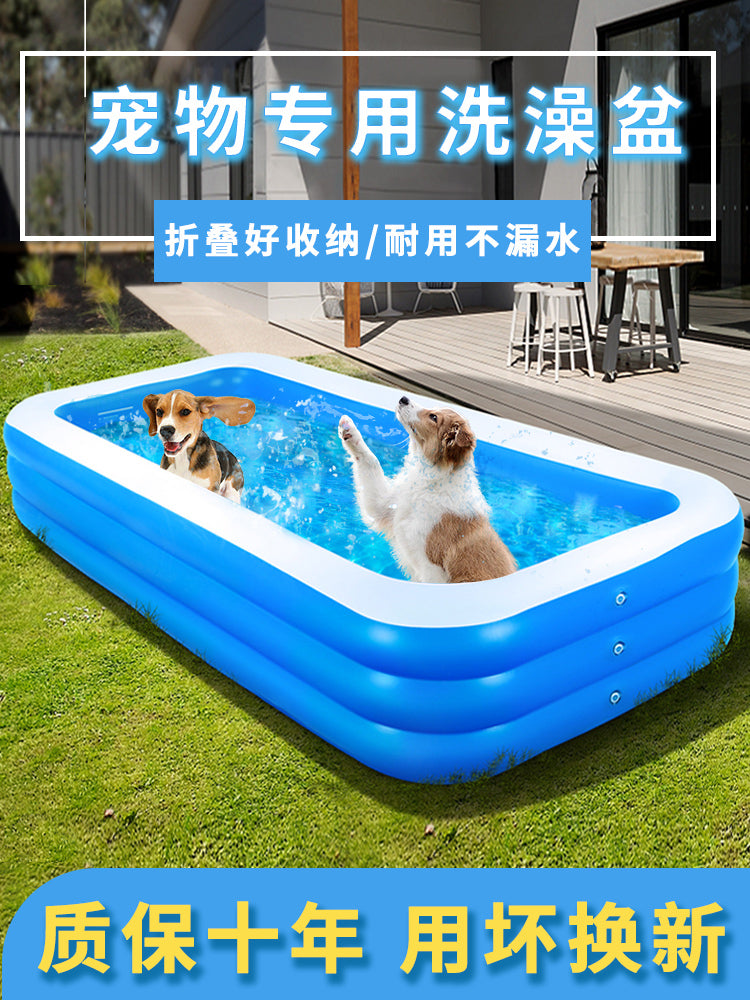 Foldable Pet Swimming Pool for Dogs - Portable Outdoor Bathing Tub for Small to Large Breeds
