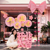 Grand Opening Pink Theme Window Display Decoration Set with Bows