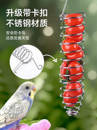 Stainless Steel Bird Feeder Fruit Vegetable Basket Hanging Toy Parrot Feeding Device Bird Cage Accessory