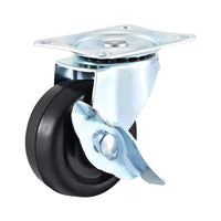 Light Duty Rubber Swivel Caster Wheels with Brake for Carts and Appliances