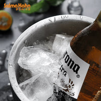 German Stainless Steel Double-Layer Ice Bucket with Tongs for Champagne Wine