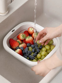 Collapsible Double-Layer Drain Basket Set for Kitchen & Camping - Large Capacity Fruit & Vegetable Washing Bowl