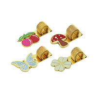 Zinc Alloy Spring Pen Clip for Notebooks and Planners, Multifunctional Metal Pen Holder with Enamel Finish