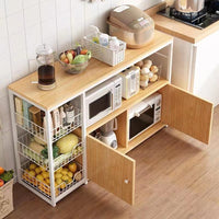 Multi-layer Microwave Oven Rack with Storage Basket for Kitchen Organization