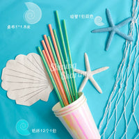 Mermaid Theme Birthday Party Supplies Set with Shell Plates and Cake Stand Decorations