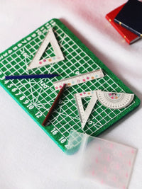 Miniature Dollhouse Study Supplies Set - Cutting Mat, Rulers, Caliper for OB11 Dolls
