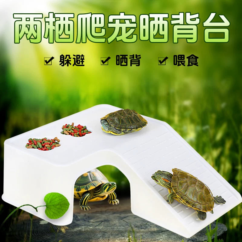 Turtle Basking Platform with Sand Tray, Floating Dock, and Hiding Cave for Aquarium Tank Decoration