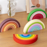 Wooden Rainbow Stacking Blocks Montessori Educational Toy for Kids