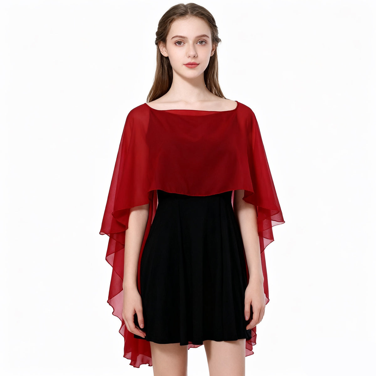 Women's Chiffon Pullover Poncho Shawl Sun Protection Cape