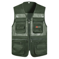 Men's Summer Mesh Multi-Pocket Quick Dry Vest for Hiking Fishing Photography