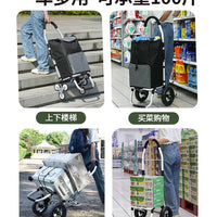 Foldable Shopping Cart with Aluminum Alloy Frame and Silent Wheels for Groceries
