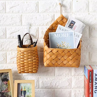 Rustic Woven Wall Hanging Basket Planter for Dried Flowers and Storage