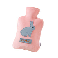 PVC Explosion-Proof Hot Water Bottle with Removable Crystal Velvet Cover, Cartoon Leather Embroidery Hand Warmer for Women