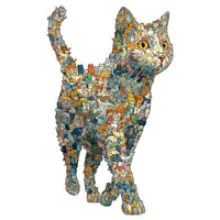 Irregular Cat Group Wooden Jigsaw Puzzle for Adults, High Difficulty Stress Relief Creative Gift