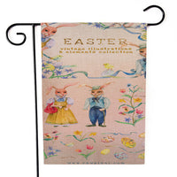 Easter Garden Flag Double-Sided Bunny Linen Yard Decoration Outdoor Holiday Flag
