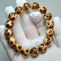 Premium Purple Gold Rat Bodhi Seed Bracelet with Panda Face Carving