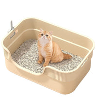 Low Entry Kitten Litter Box with Scoop - Semi-Enclosed Cat Toilet for Small Cats