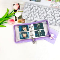 Mini Transparent 3-Hole Zipper Binder Notebook for Journaling and Collectibles