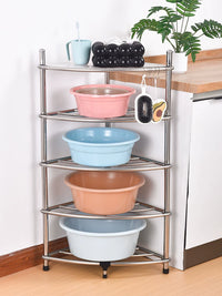 Thickened Stainless Steel Corner Storage Rack for Kitchen, Multi-layer Floor-standing Pot Rack