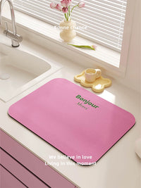 Korean Style Solid Color Soft Diatomaceous Earth Absorbent Mat for Coffee Machine Kitchen Countertop Dish Cup Drying Heat Insulation