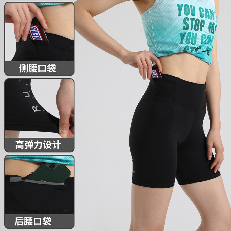 Women's High-Elastic Quick-Dry Running Capris with Waist Pack and Waterproof Pocket