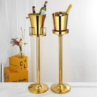 Thickened Stainless Steel Freestanding Ice Bucket with Stand for Bar and Home Decor