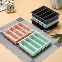Silicone Ice Cube Tray with Lid, 4-Grid Food Storage Container, Freezer Tray for Baby Food and Broth