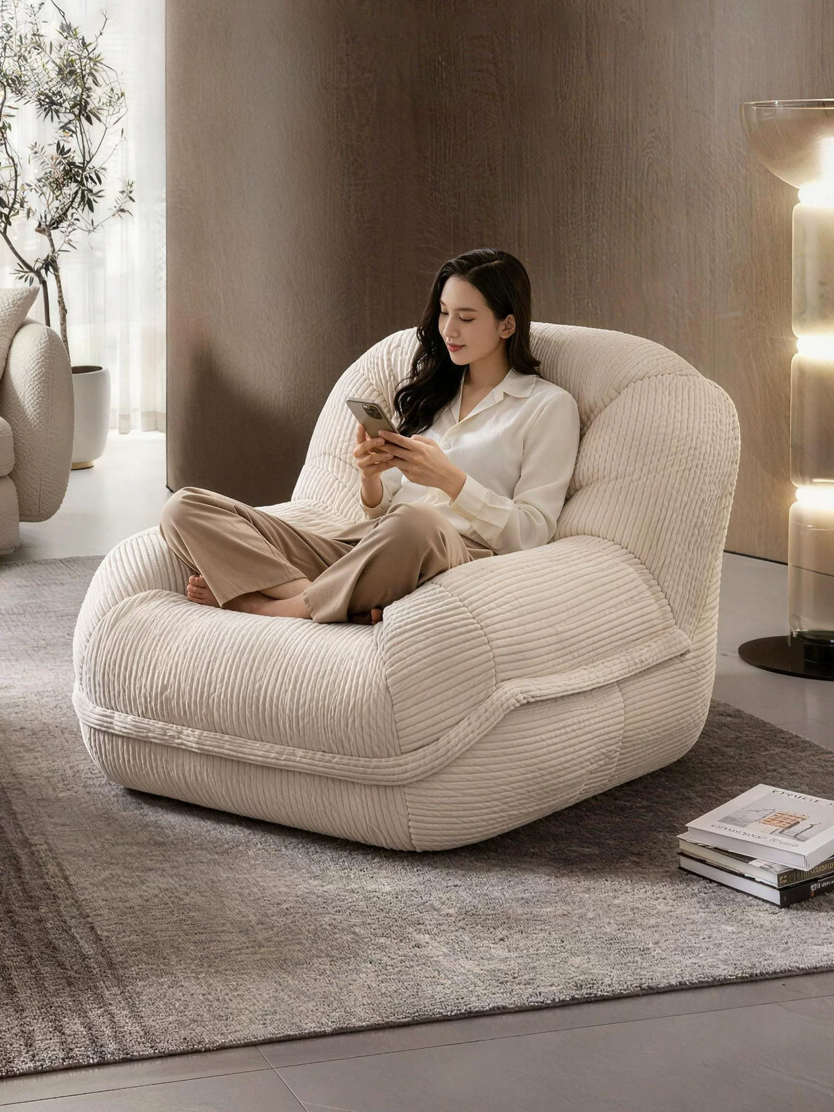 Single Lazy Sofa Chair for Bedroom Living Room, Recliner Lounger with Backrest