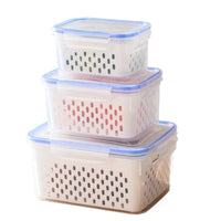 Food Grade Produce Saver Containers with Lids - Drainable Refrigerator Storage Bins for Fruits and Vegetables