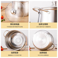 Stainless Steel Stock Pot with Steamer Basket, Thickened Bottom, Large Capacity for Soup, Porridge, Stew, Induction Cooker Compatible