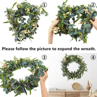 Artificial Eucalyptus Wreath with Berries for Door Wall Decor