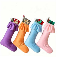 Large Ruffled Christmas Stocking with Hanging Loop for Fireplace & Christmas Tree Decoration