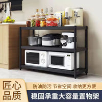 3-Tier Carbon Steel Kitchen Storage Rack for Microwave Oven & Cookware