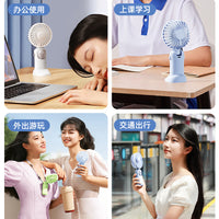 Portable Folding Handheld Fan with Digital Display, USB Rechargeable Mini Desk Fan for Summer Cooling