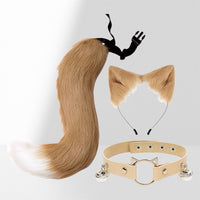 Handmade Fox Cat Ear and Tail Cosplay Set with Ribbon