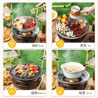 Stainless Steel Charcoal Grill for Home Outdoor Camping BBQ Commercial Round Smokeless Roaster