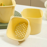 Multifunctional Double-Layer Drain Basket with Detachable Waste Bin for Kitchen Countertops