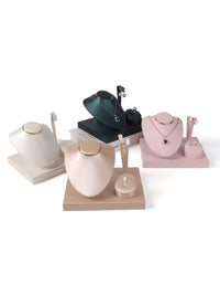 PU Leather Necklace Earring Display Stand Mannequin Bust for Jewelry Exhibition