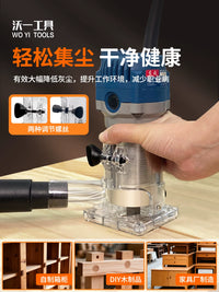 Router Dust Shroud for Woodworking Slotting and Engraving Machines