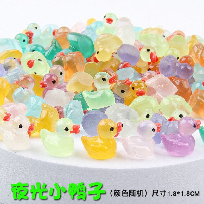 Luminous Resin Mini Duck Chick Eggshell Figurines for DIY Crafts & Gifts