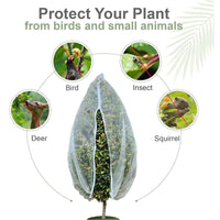 Garden Plant Insect Net Cover with Drawstring and Zipper for Greenhouse Fruit Trees Bird Protection