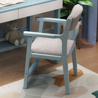 Solid Wood Kids Study Chair with Padded Backrest - Height Adjustable Ergonomic Desk Chair for Students