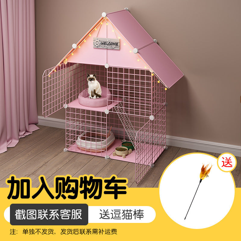 Large Indoor Cat Cage Villa with Litter Box Space